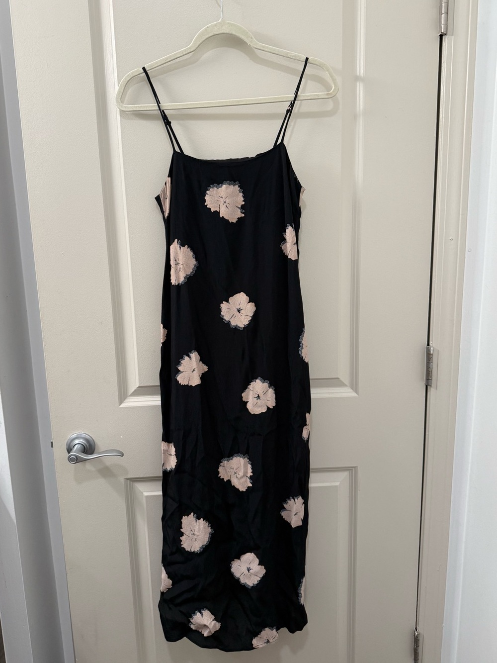 Amuse Society Double Slit Slip Maxi Dress With Pale Pink Floral